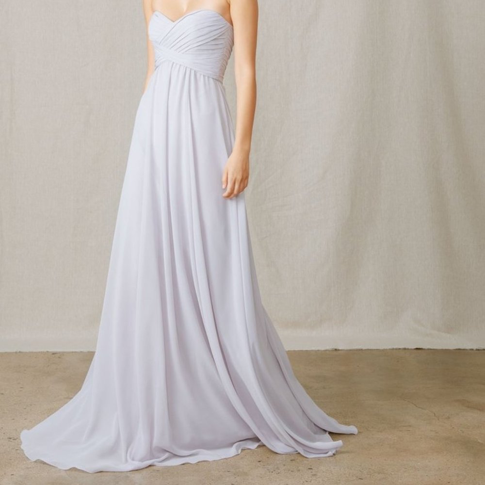 Amsale Dress - Sarabeth in Dove Flat Chiffon